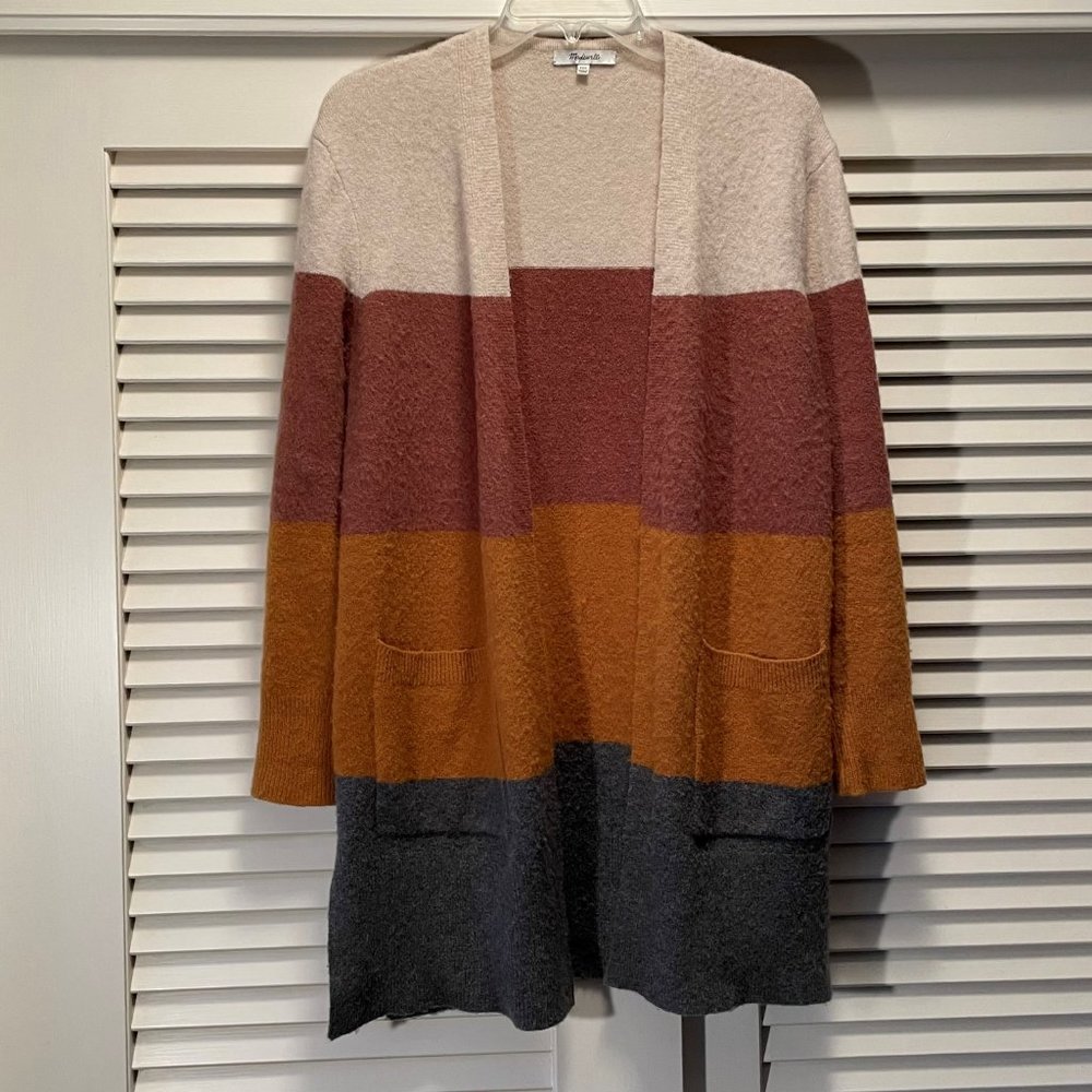 Madewell Kent Long Sleeve Patch Pocket Open Cardigan Sweater Top Oversized XXS - Picture 3 of 9